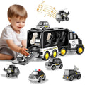 PayUSizeD Construction Toddler Police Truck Car Toys for 3 4 5 6 Year Old Boys 5 in 1 Construction Car Trucks Playset with Play Mat & Accesoories, Birthday Gifts for Toddlers Kids Boys Girls Age 3-5