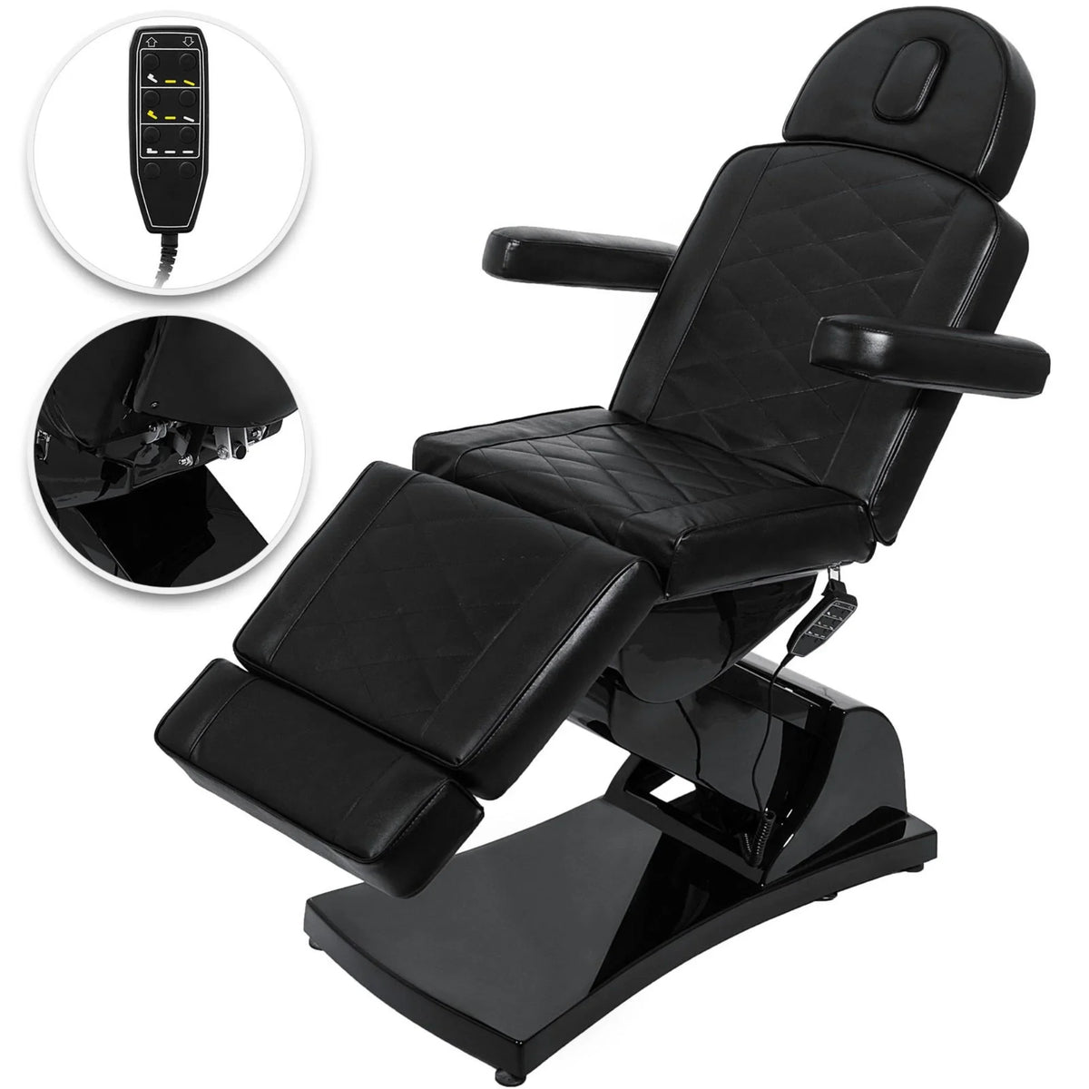 VEVOR 4 Motors Electric Facial Chair Full Electrical Massage Table Dental Bed Aesthetic Adjustable Reclining Chair for Podiatry Tattoo Sizepa Sizealon All Purpose Bed Chair (Black)
