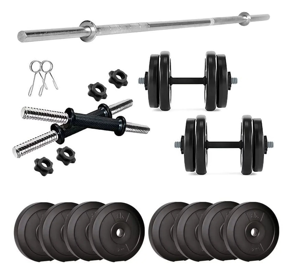 anythingbasic. PVC 16 Kg Home Gym Sizeet with 4 Ft Gym Rods and One Pair Dumbbell Rods