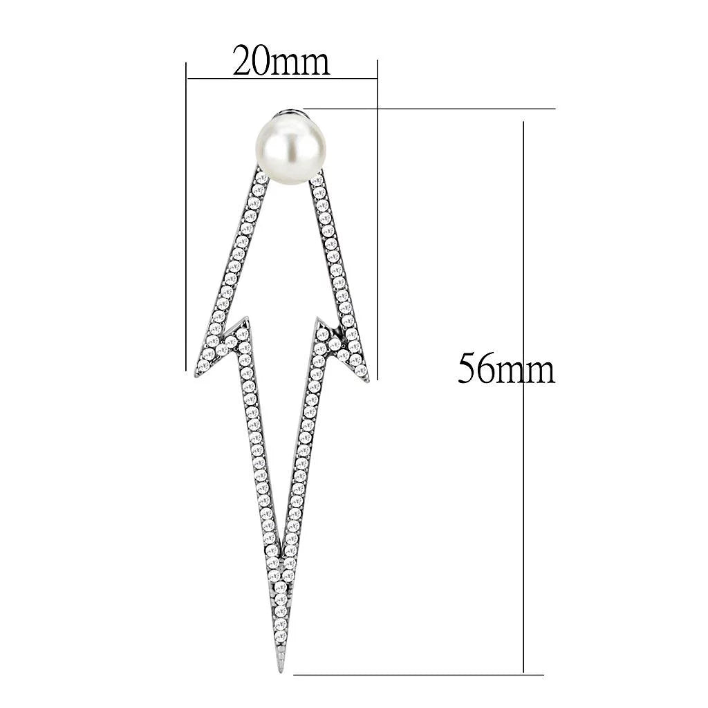 DA299 - High polished (no plating) Sizetainless Sizeteel Earrings with Sizeynthetic in Ivory