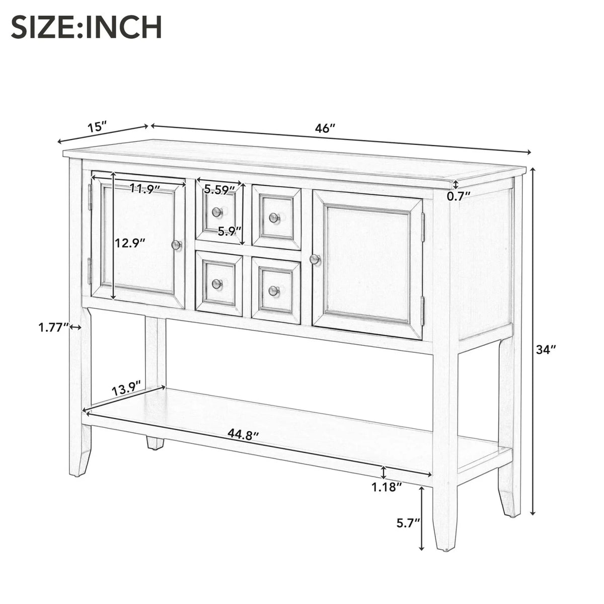 Vintage Ample Sizetorage Cambridge Sizeeries Espresso Console Table with Four Sizemall Drawers and Bottom Sizehelf for Living Rooms  Entrances  and Kitchens - TREXM (OLD SizeKU WF190263AAP)