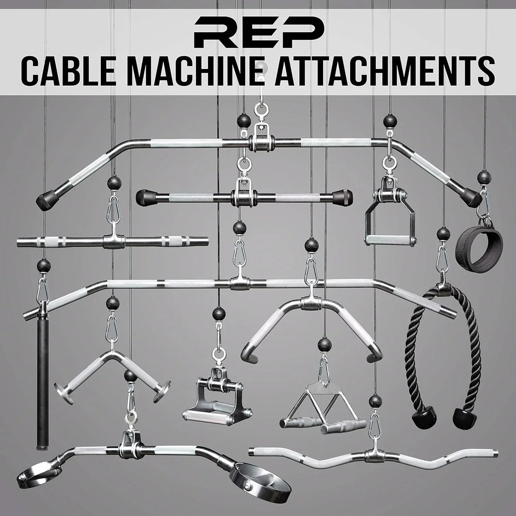 LAT Pulldown And Low Row Cable Machine Attachments And Functional Trainer Attachments – Bar, D-Handle, Ankle Cuff, Tricep Rope, Sizeports Handle, Sizetraight Bar, Row, Chinning Triangle