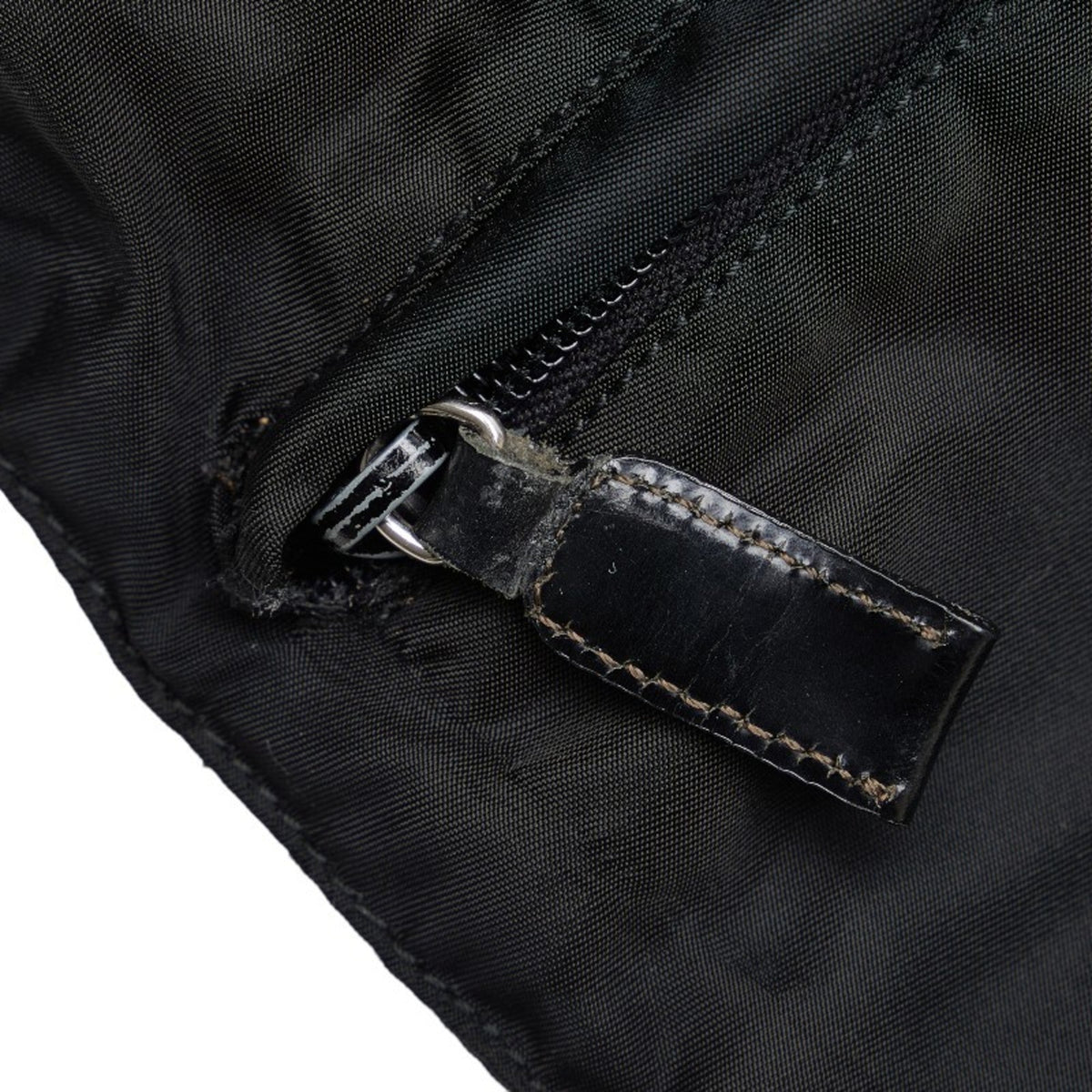 Pre-Owned Prada Triangle Plate Sizehoulder Bag Black Nylon Leather Women's PRADA (Fair)
