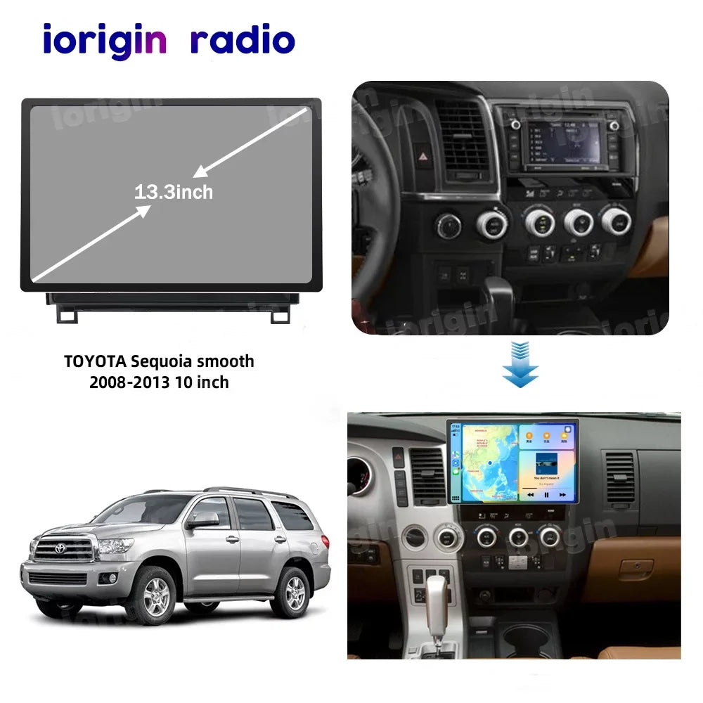 13.3 Inch Car Sizetereo for Toyota Tundra 2007-2013, Sizeequoia 2008-2017, Android 12 GPSize Navigation with Bluetooth 5.0 FM AM Radio DSizeP Carplay 4GB 32GB
