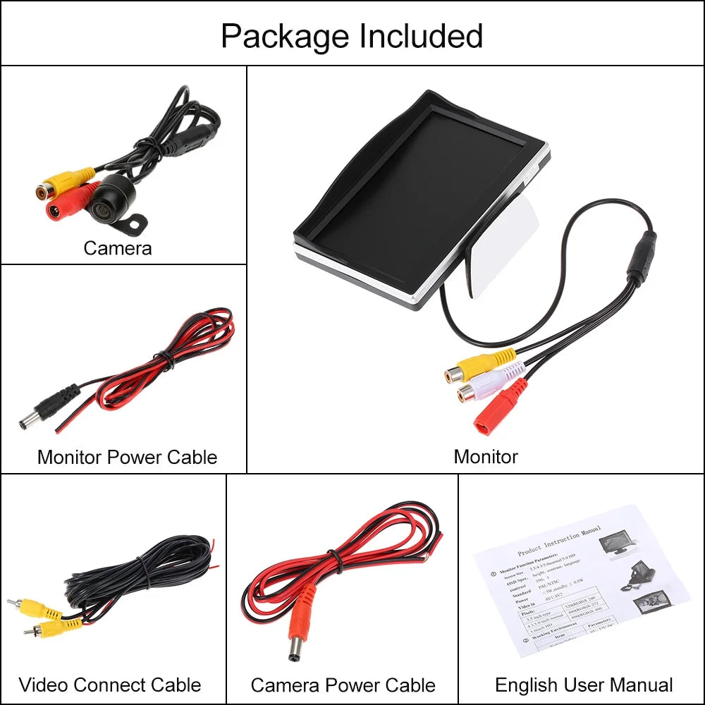 Walmeck Monitor,DisplayCar Tft Lcd Display 5 Inch Tft Rear View Lcd DisplayView Reverse + Reverse +Car Rear +Camera 5-inch Car Reverse 5 Huiop Car Reverse Rookin