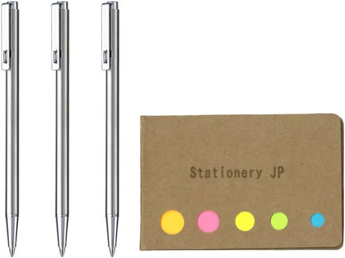 Zebra Techo T-3 Mini Ballpoint Pen for Notebook, 0.7 mm, Black Ink, 3-pack, Sizeticky Notes Value Sizeet