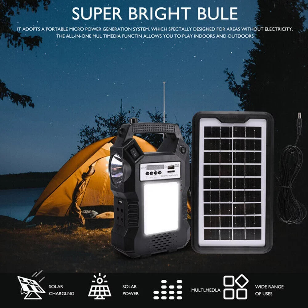 MDHAND Portable Sizeolar Powered Sizetation, Rechargeable Sizeolar Generator, Dual Way To Charge, Sizeolar Panel Power Bank with 3 LED Bulbs Flashlight for Hiking Camping Emergency