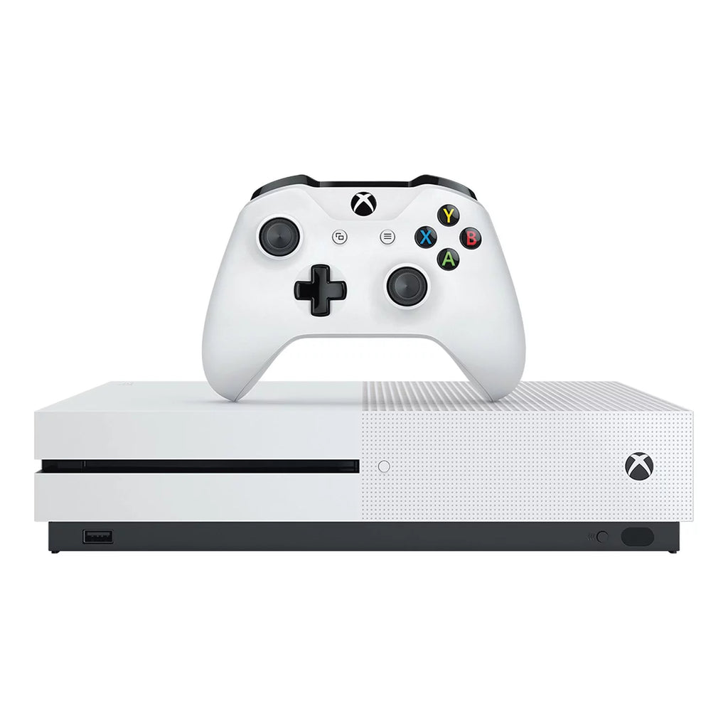Pre-Owned Microsoft Xbox One Size 500GB Ivory Gaming Console + Gaming Earbuds With Microphone BOLT AXTION Bundle