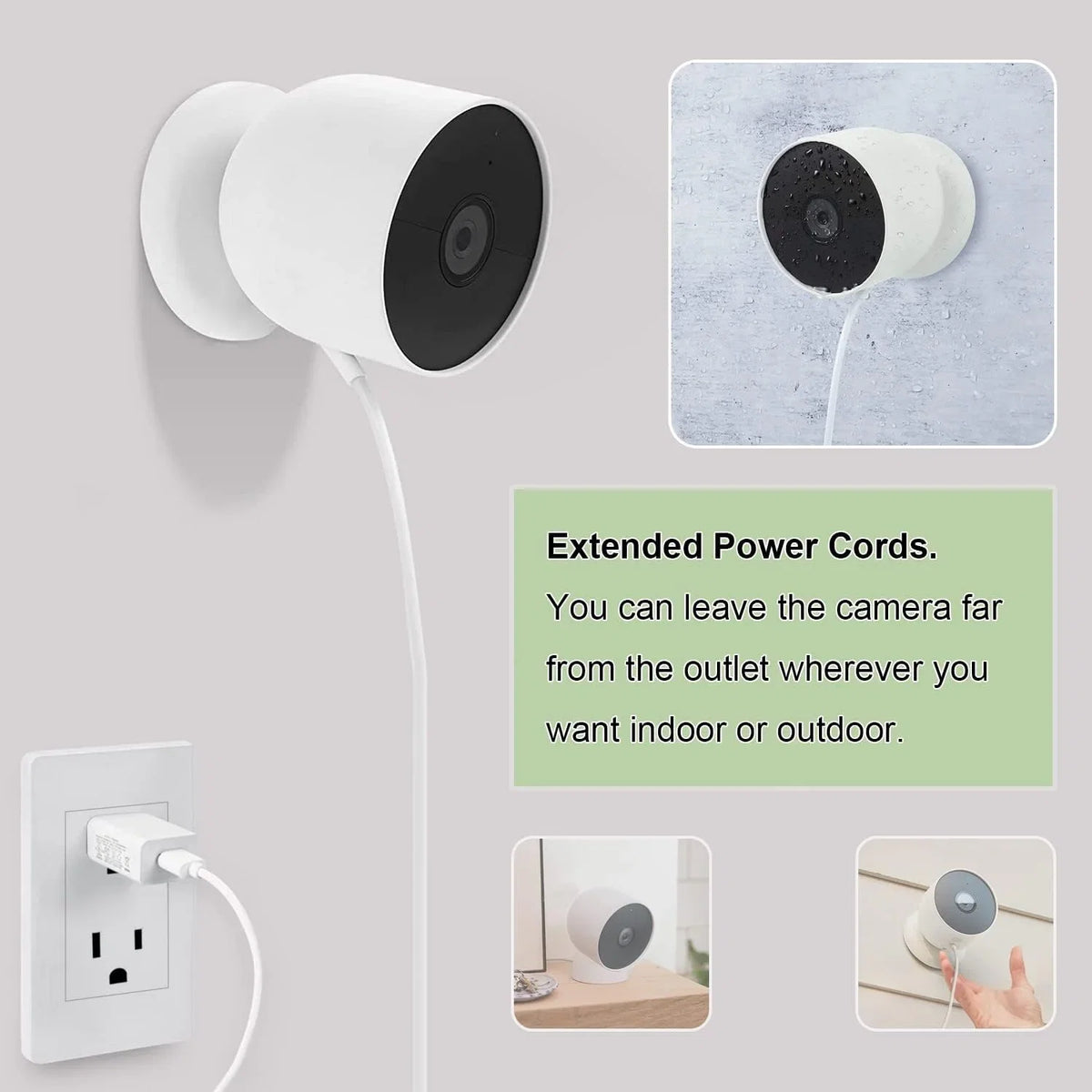 WOFTD Power Cord for Google Nest Cam (y) Only, Weatherproof Charging Cable - 6 ft/2m