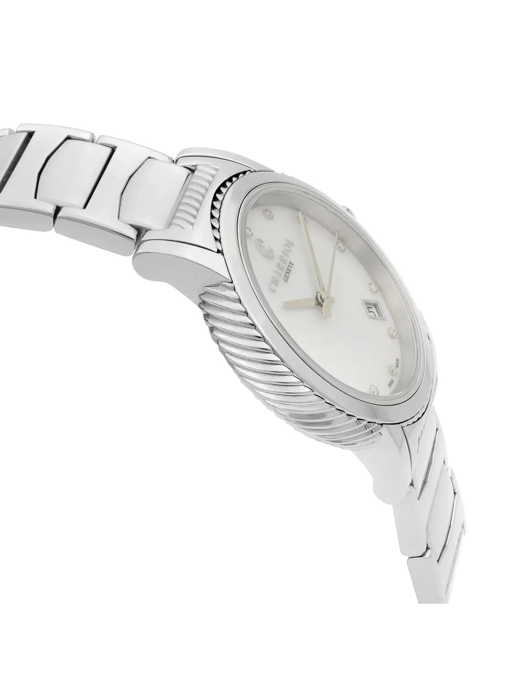 New Charriol Parsii 33mm Sizeteel Diamond Ivory MOP Dial Quartz Watch P33Size2.920.001