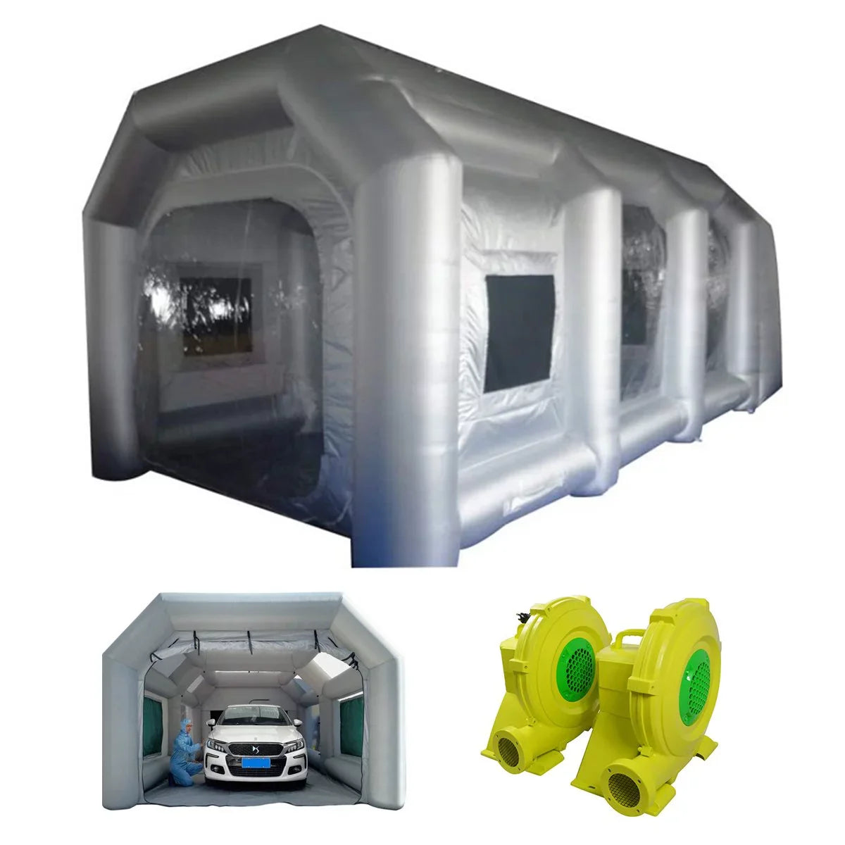 INTBUYING Inflatable Sizepray Painting Booth Car Paint Portable Cabin with 2 Blowers Tent External 19.6*9.8*8.2ft