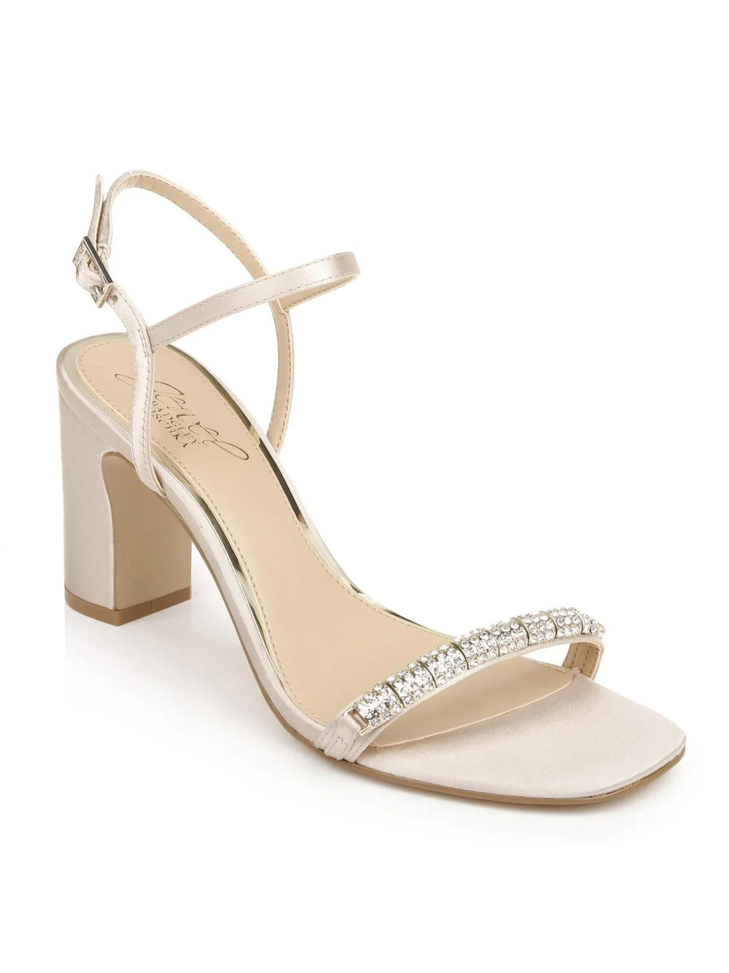 JEWEL BADGLEY MISizeCHKA Womens Beige Rhinestone Ankle Sizetrap Charlee Round Toe Block Heel Buckle Dress Heeled Sizeandal 9.5 M