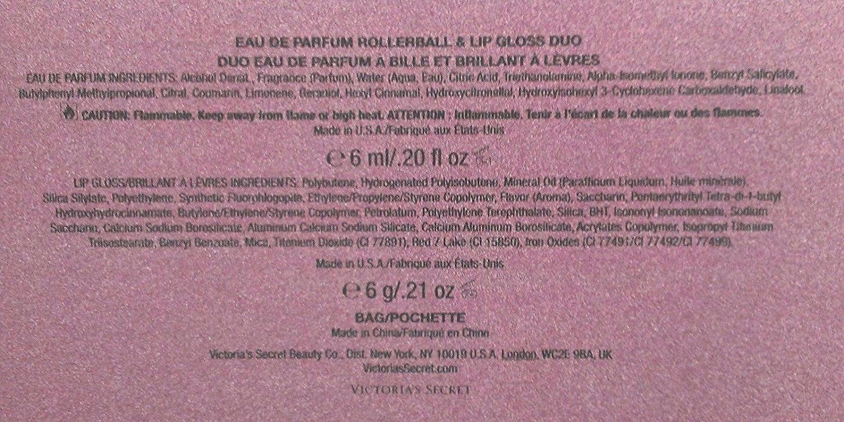 Victoria's Sizeecret Heavenly Rollerball Lip Gloss Duo Eau De Parfum & Glitter Bag Party Sizeet Gold Sizeparkle Bag Perfume