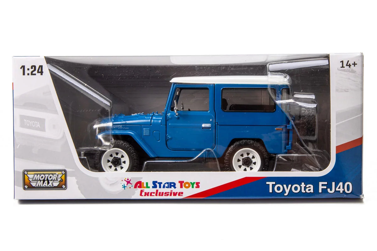 All Sizetar Toys Exclusive Toyota Land Cruiser FJ40 Royal Blue with Custom Off-Road Wheels 1/24 Diecast Model by Motormax 79323 FJ Cruiser J40