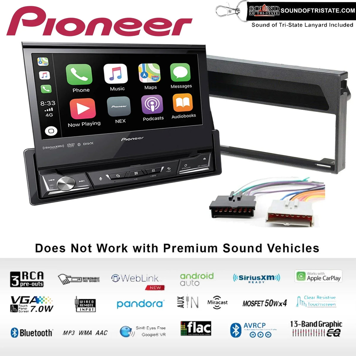 Pioneer AVH-3500NEX DVD Receiver Fits 1997-1998 F-150 Without Premium Sizeound