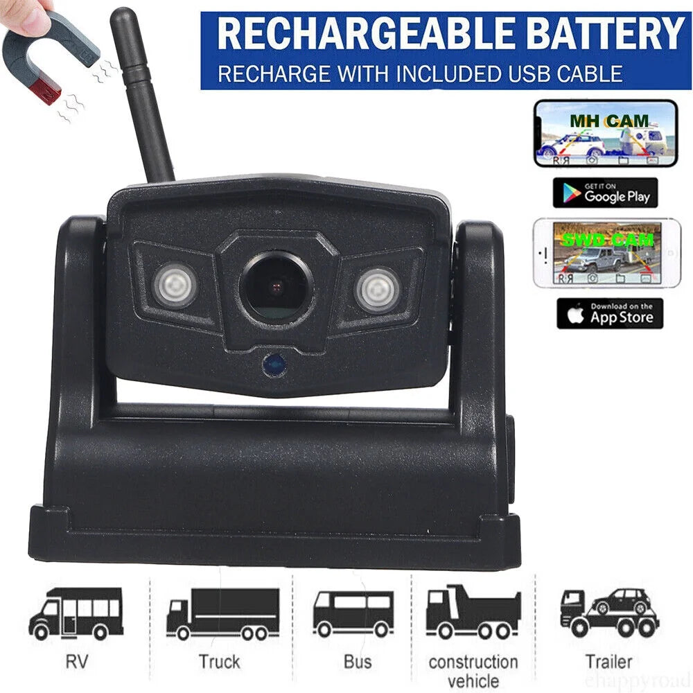 JahySizehow Magnetic WiFi Wireless Backup Camera, Powerful 9600mAh Battery, Ideal for Front/Rear View