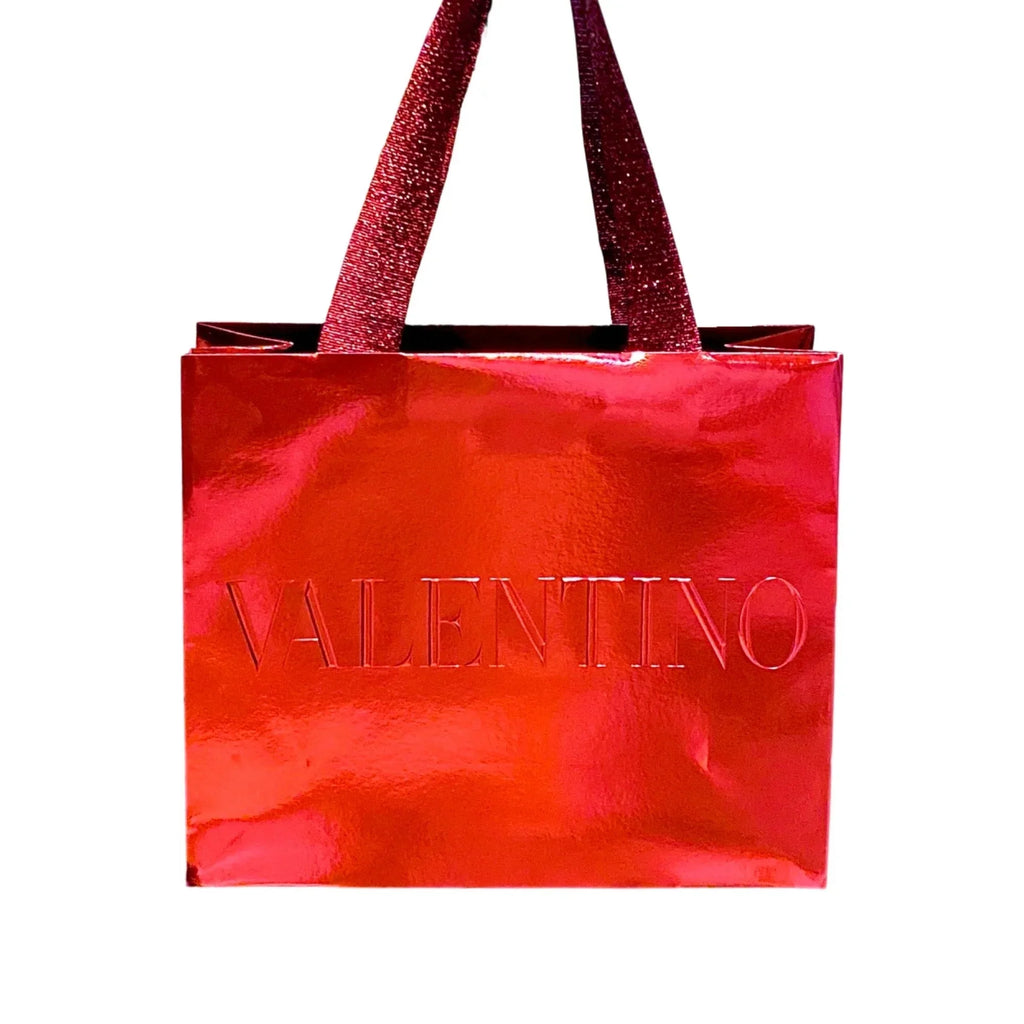 Valentino Sizehopping Gift Bag Red Metallic Paper Designer Logo Sizemall