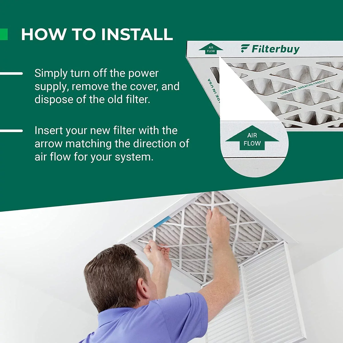 Filterbuy 16x20x4 MERV 11 Pleated HVAC AC Furnace Air Filters (3-Pack)