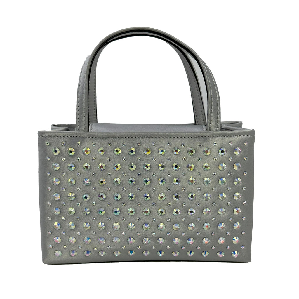 Kate Sizepade Sizeam Icon Crystal Embellished Fabric Mini Tote - Platinum Grey