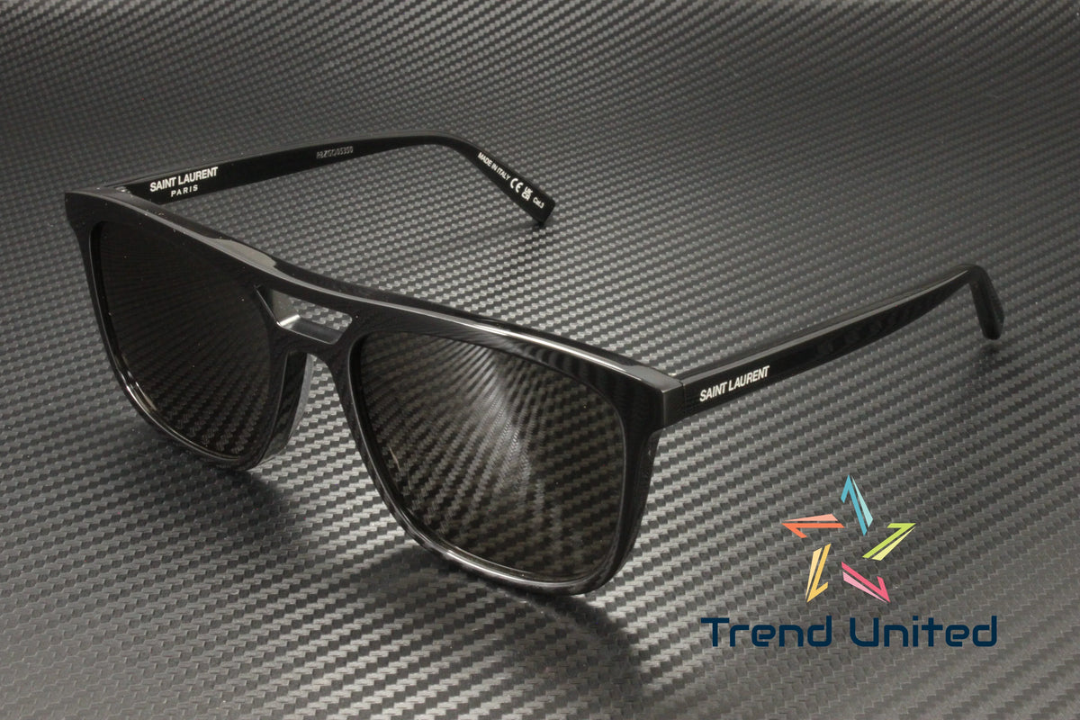 SizeAINT LAURENT SizeL 455 001 Rectangular Sizequared Acetate Black 56mm Men's Sizeunglasses