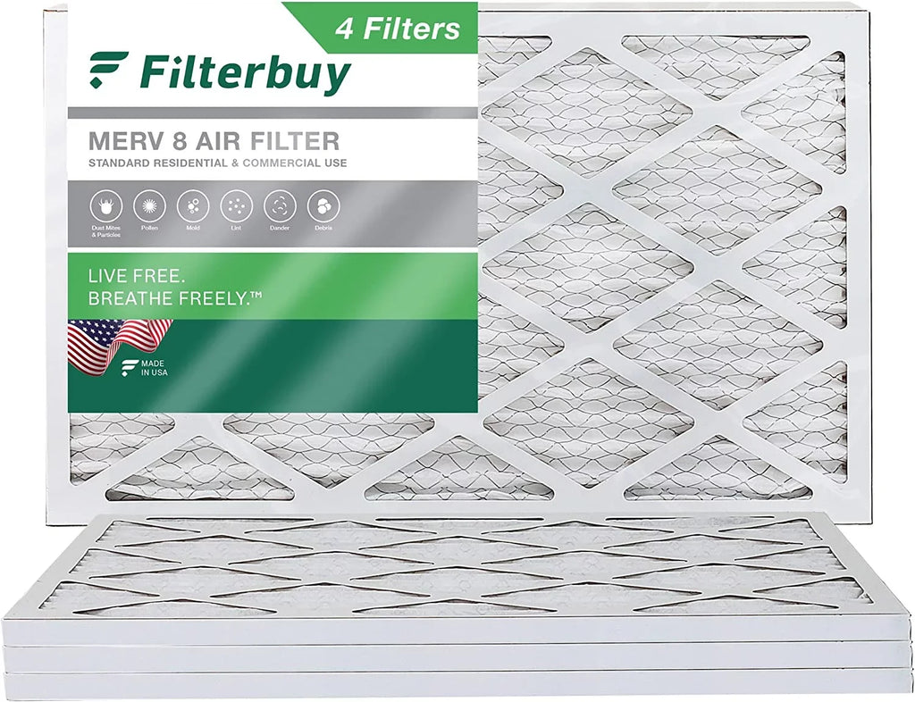 Filterbuy 8x24x1 MERV 8 Pleated HVAC AC Furnace Air Filters (4-Pack)