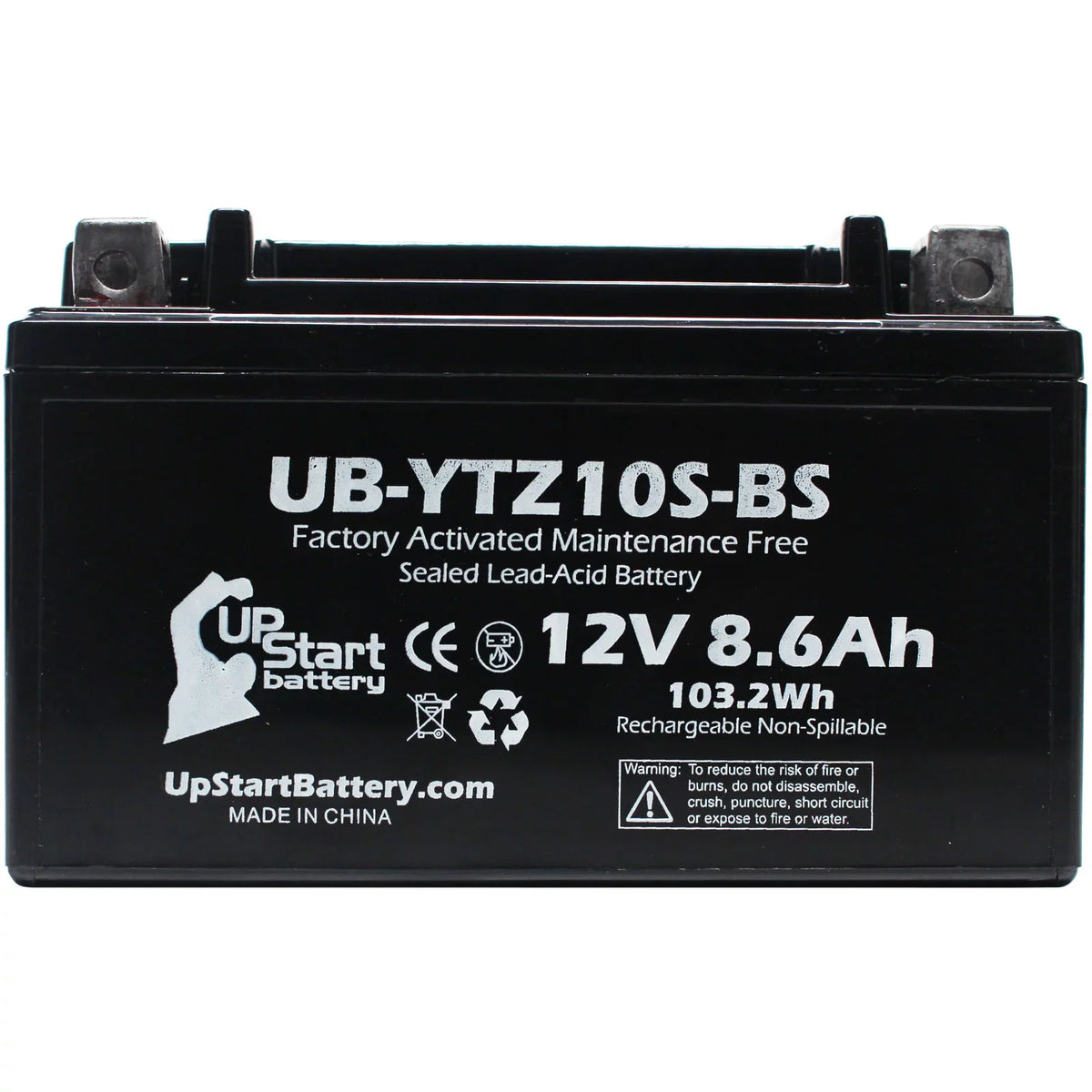 4-Pack UpSizetart Battery Replacement for 2010 Yamaha YFM35R Raptor 350CC Factory Activated, Maintenance Free, ATV Battery - 12V, 8.6Ah, UB-YTZ10Size-BSize