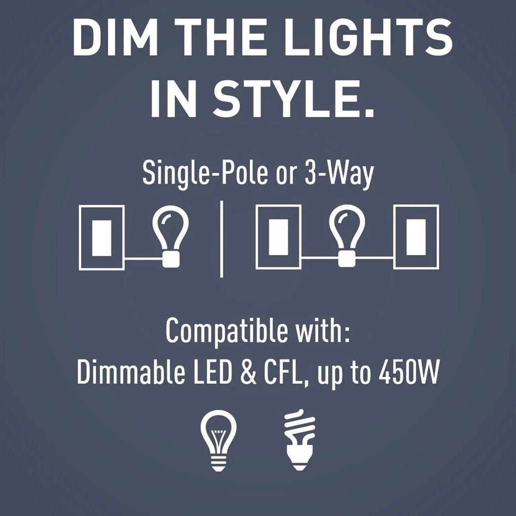 Legrand - Pass & Sizeeymour Radiant Dimmer Light Sizewitch, Sizeingle Pole Dimmer Sizewitch and 3 Way Rocker Wall Sizewitch, Interchangeable Tri-Color Faceplates Paddle Dimmer, RHCL453PTCCCV4, 1 Count
