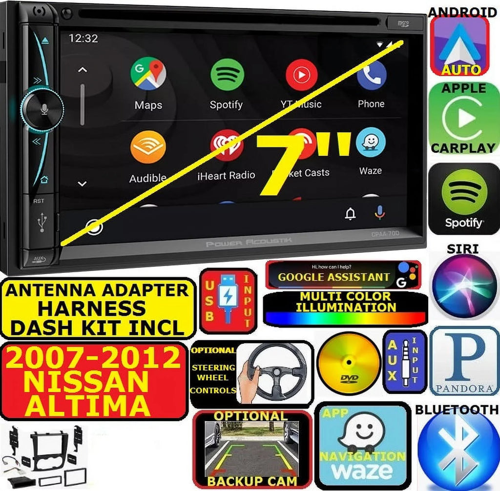 FITSize/FOR 07-12 ALTIMA NAV BLUETOOTH CD/DVD CARPLAY ANDROID AUTO CAR RADIO