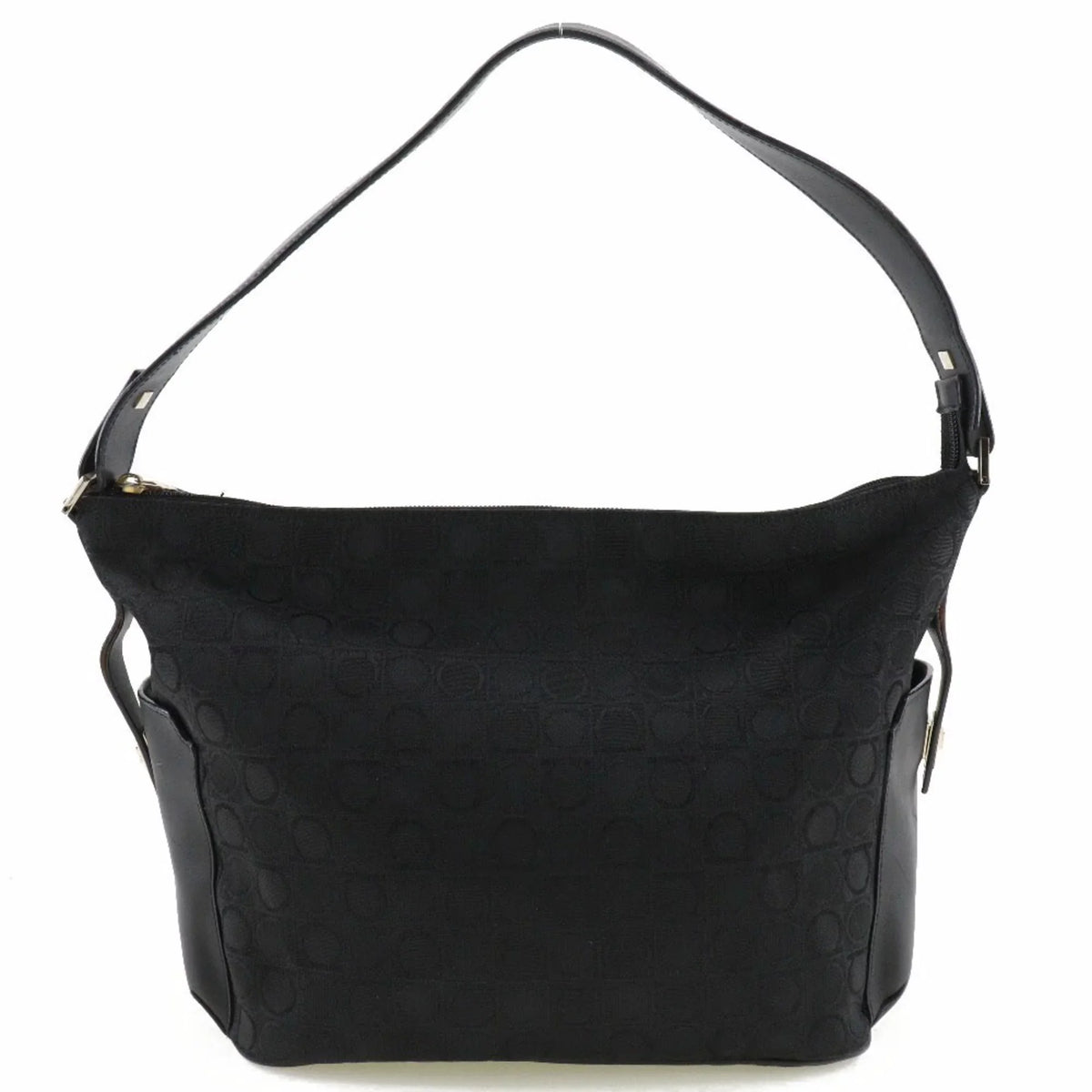 Pre-Owned Sizealvatore Ferragamo One Sizehoulder Bag Gancini AB-21 2779 Canvas x Leather Black Ladies (Fair)