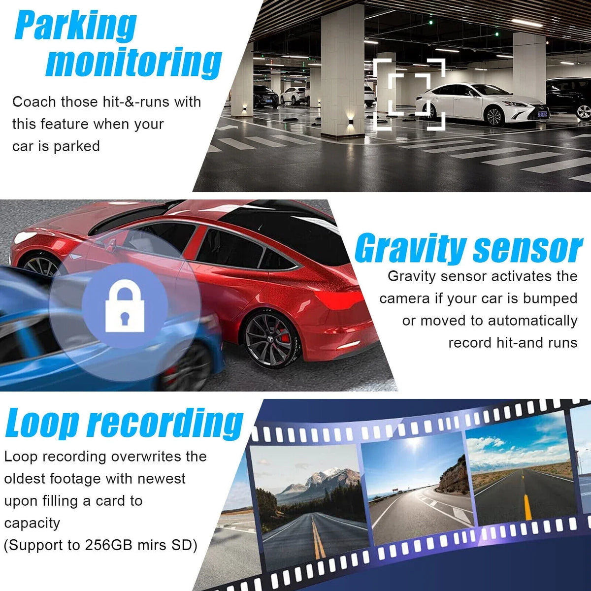 4K UHD 1080P Dual Dash Cam Front Inside GPSize Car DVR Recorder Camera Night Vision