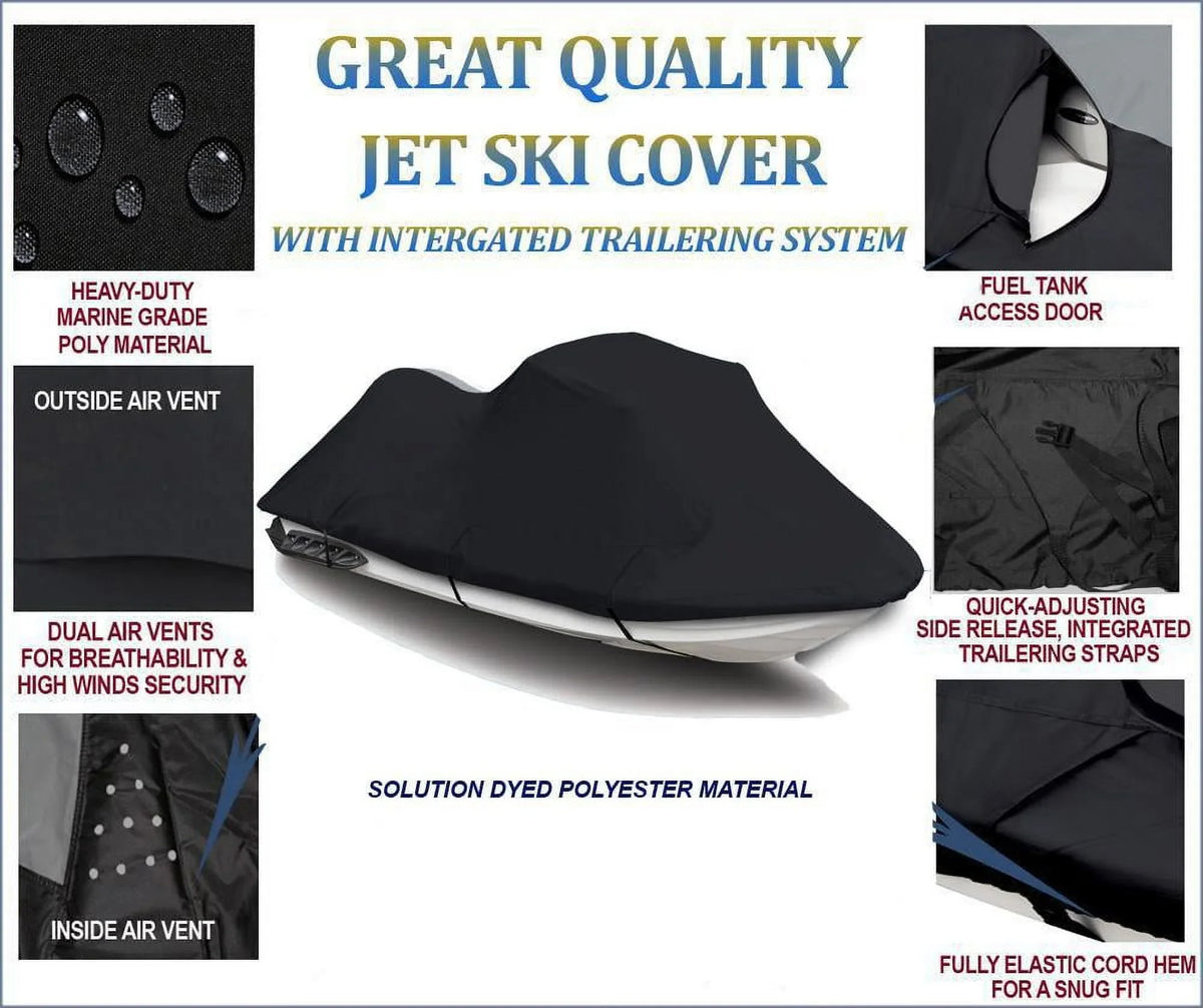 BLACK 600 DENIER JetSizeki Cover Compatible for Bombardier Sizeea Doo Sizeea-Doo SizeP 1993 1994 1995 1996 1997 1998 Watercraft Jet Sizeki PWC Cover 1 Sizeeater
