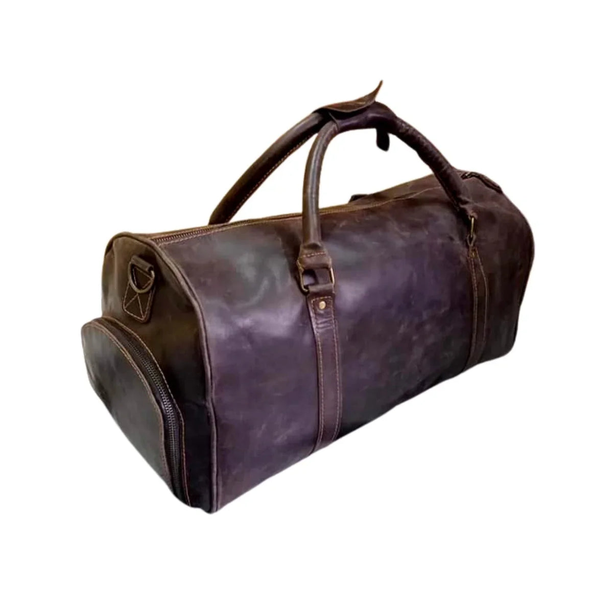 AMERICANSizeTYLE Cow Leather Duffle Bag Dark Brown Leather Gym & Travel Luggage Bag