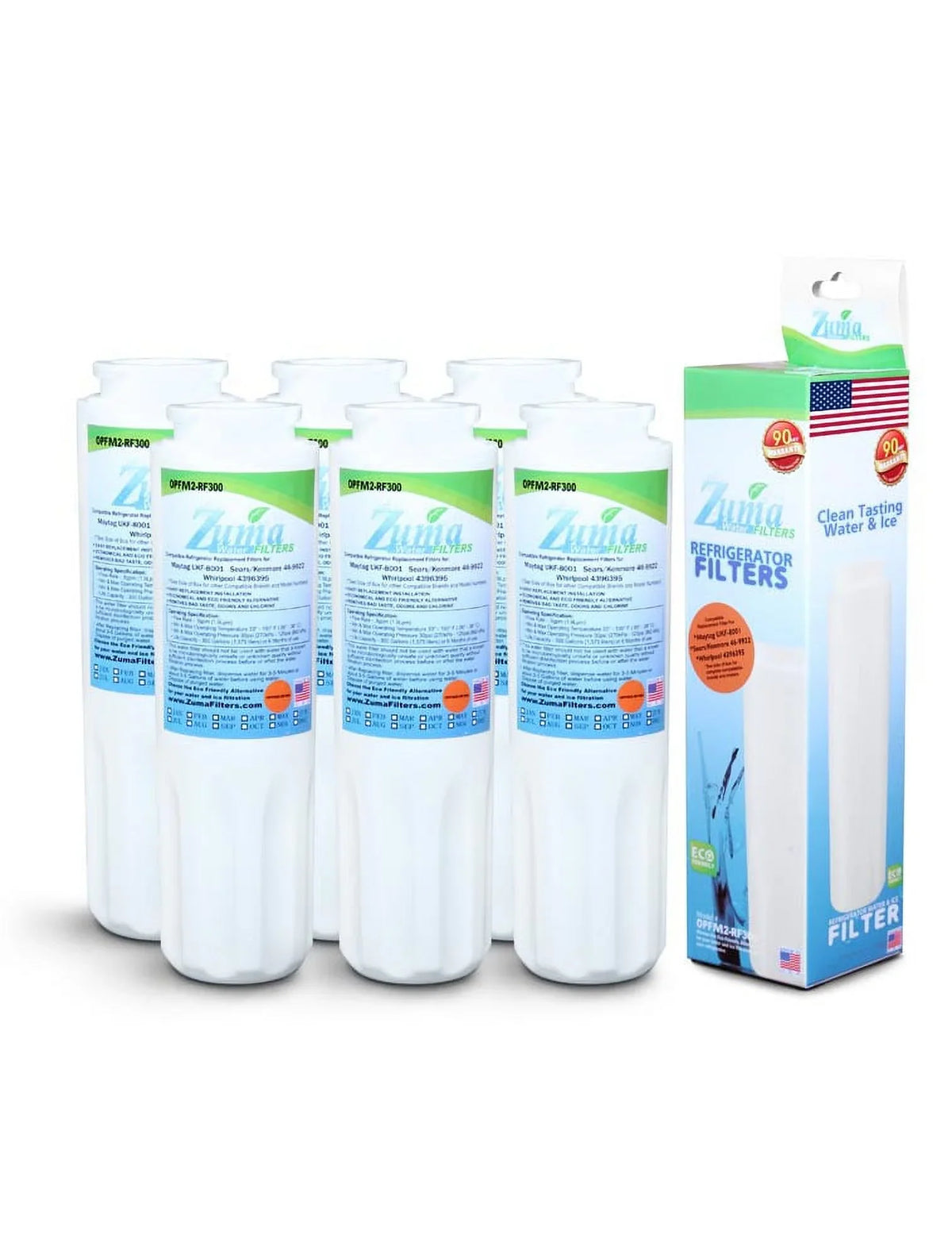 Zuma Filters™ Brand Refrigerator Water and Ice Filter compatible with Maytag® UKF8001AXX (6 Pack) OPFM2-RF300
