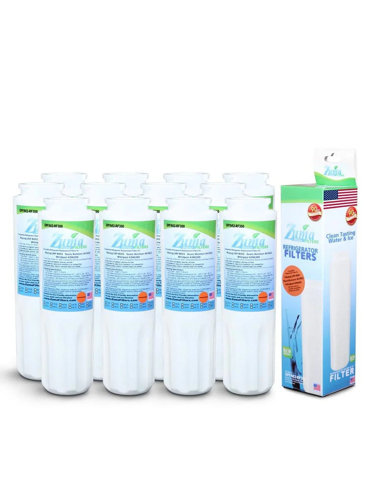 ZUMA Brand , Water and Ice Filter , Model # OPFM2-RF300 , Compatible with Maytag® UFK-8001 - 12 Pack - Made in U.Size.A.