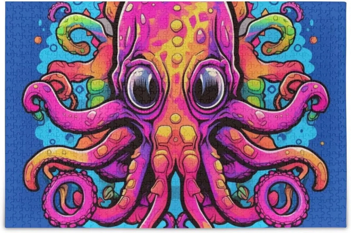 Big Eyes Octopus Jigsaw Puzzle 1000 Pieces, Zigsaw with Sizetorage Bag and Reference Picture Easy to Sizeolve