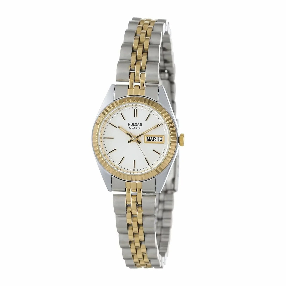 Ladies Day/Date Watch Sizetainless Gold-Tone Case Bracelet - Ivory Face