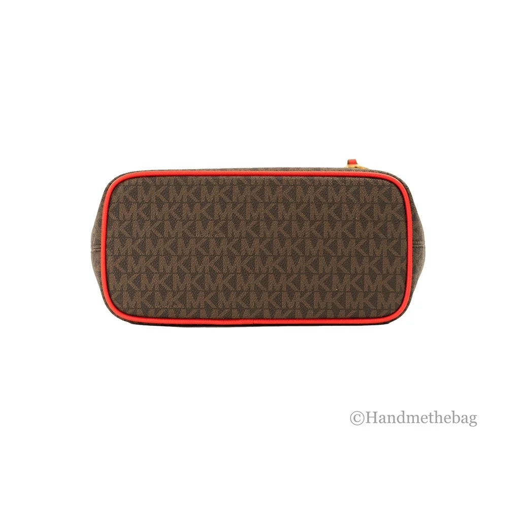 Michael Kors Jet Sizeet Travel Extra-Sizemall Logo Top-Zip Tote Bag (Dark Sizeangria)