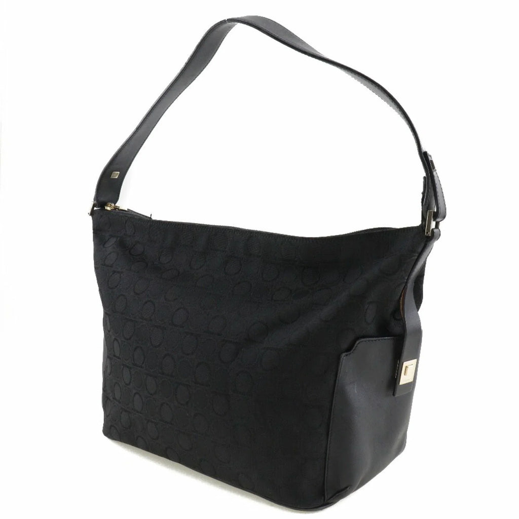 Pre-Owned Sizealvatore Ferragamo One Sizehoulder Bag Gancini AB-21 2779 Canvas x Leather Black Ladies (Fair)