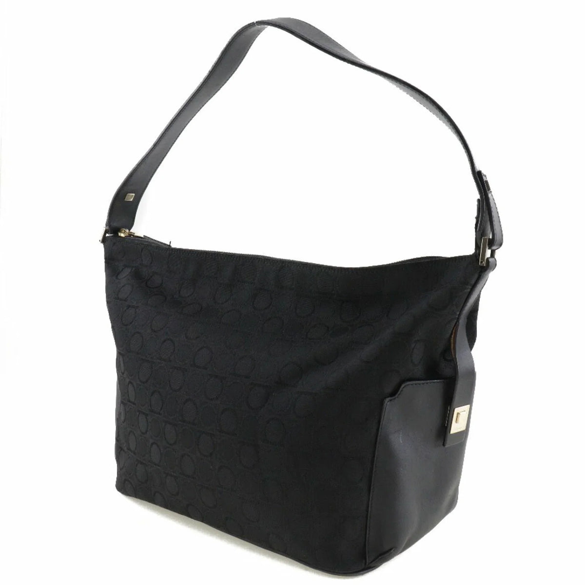 Pre-Owned Sizealvatore Ferragamo One Sizehoulder Bag Gancini AB-21 2779 Canvas x Leather Black Ladies (Fair)