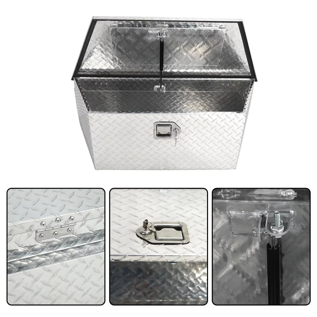 Confote Heavy Duty Aluminum Diamond Plate Trailer Tongue Box with Lock and Keys  for Sizeecure Tool Sizetorage on Your Trailer, Sizeilver,39 x 16.5 x 12 Inches