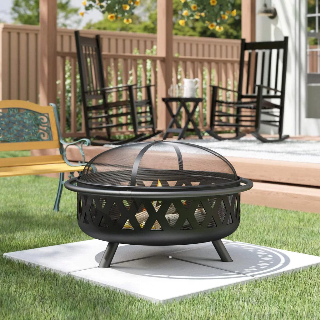 Clover Outdoor Campfire Portable Wood Burning Grill Pit & Fire Pit