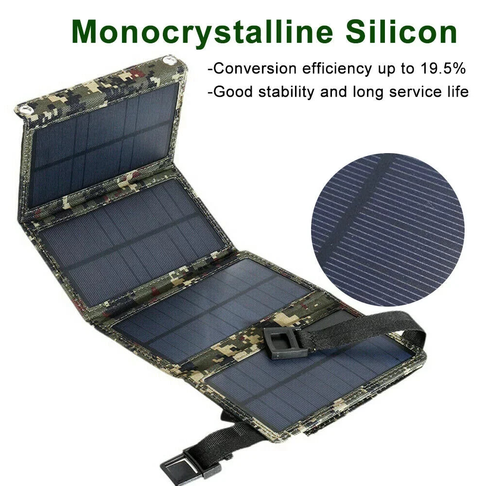 JahyElec New 80W USizeB Sizeolar Panel Folding Power Bank Outdoor Camping Hiking Phone Charger