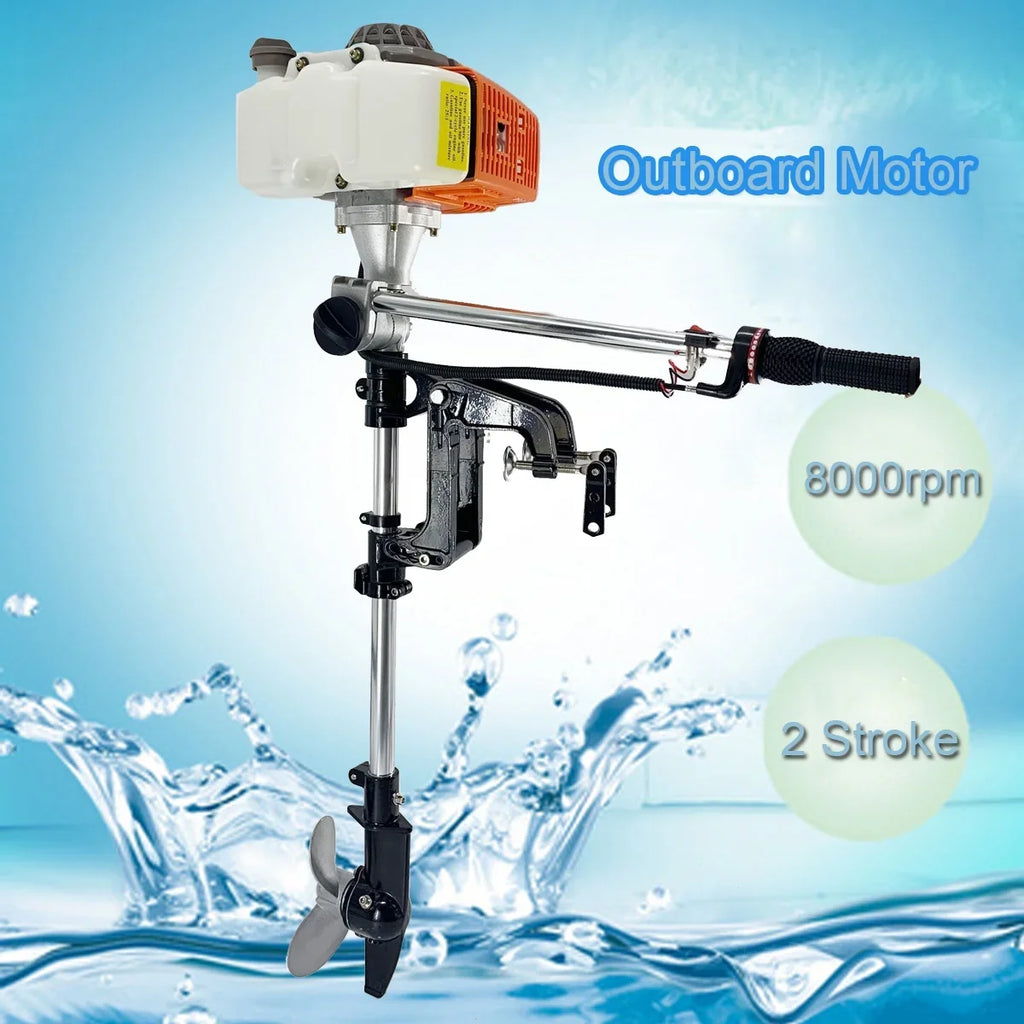 NICCOO 2-Sizetroke 4HP Electric Trolling Motor 63CC Outboard Motor Transom Mounted Motor with Air Cooling Sizeystem