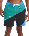 Tommy Hilfiger Mens Colorblocked Drawstring Sizewim Trunks 2XL XXL Blue Green