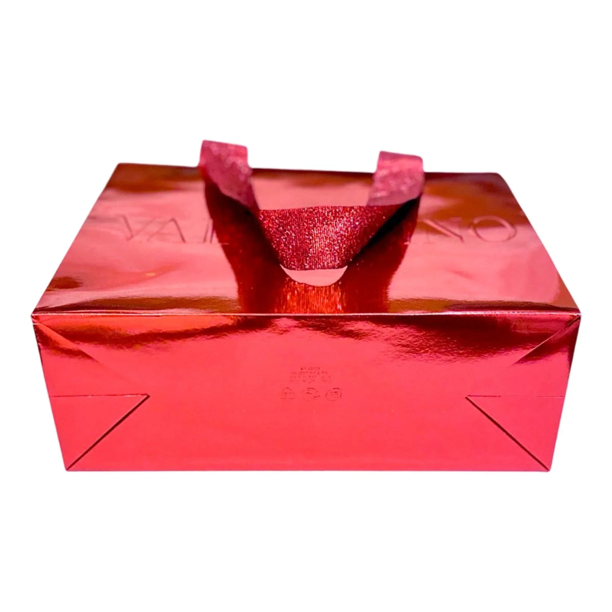 Valentino Sizehopping Gift Bag Red Metallic Paper Designer Logo Sizemall