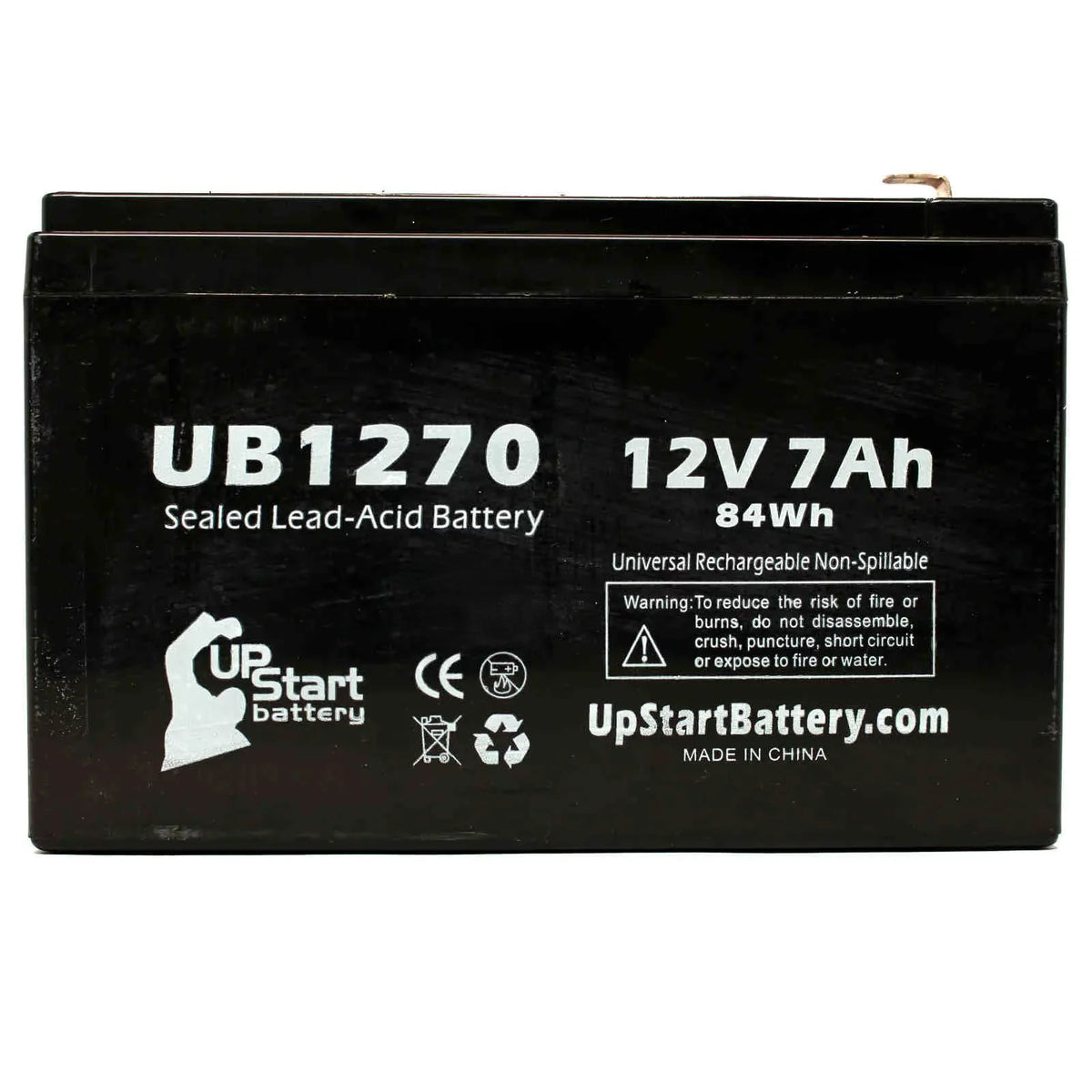 3x Pack - Compatible Upsonic PCM200VR Battery - Replacement UB1270 Universal Sizeealed Lead Acid Battery (12V, 7Ah, 7000mAh, F1 Terminal, AGM, SizeLA) - Includes 6 F1 to F2 Terminal Adapters