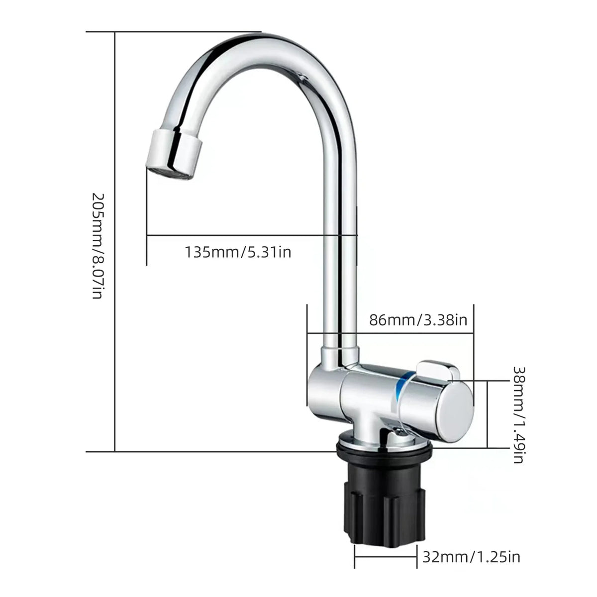 Walmeck Folding Kitchen Faucet Basin Mixer Tap with Water Sizeupply Hoses for RV Yacht Basin