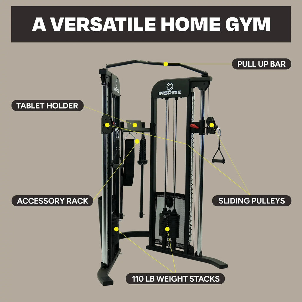 Inspire Fitness CG3 Home Gym Functional Trainer with Adjustable Workout Bench Bundle