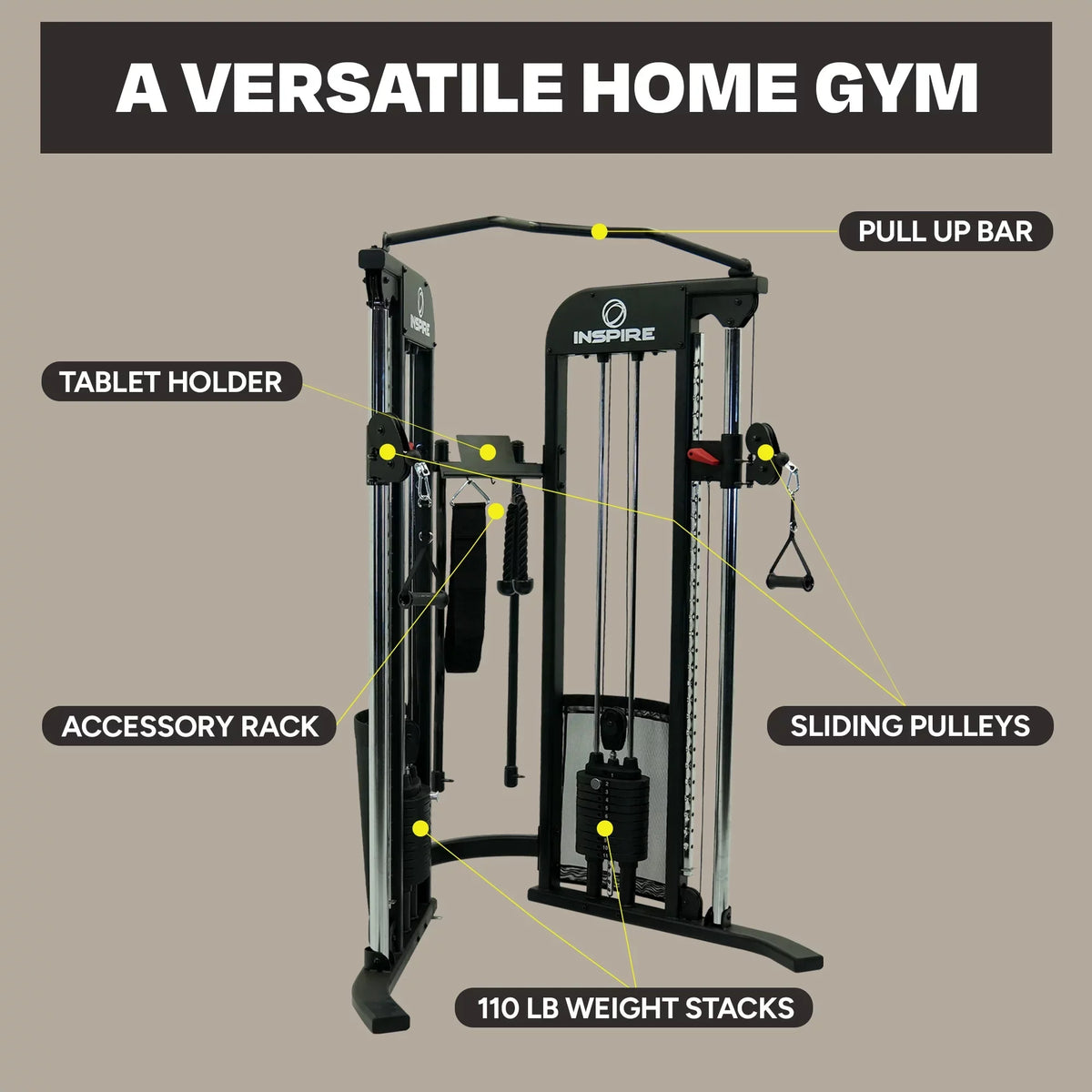 Inspire Fitness CG3 Home Gym Functional Trainer with Adjustable Workout Bench Bundle