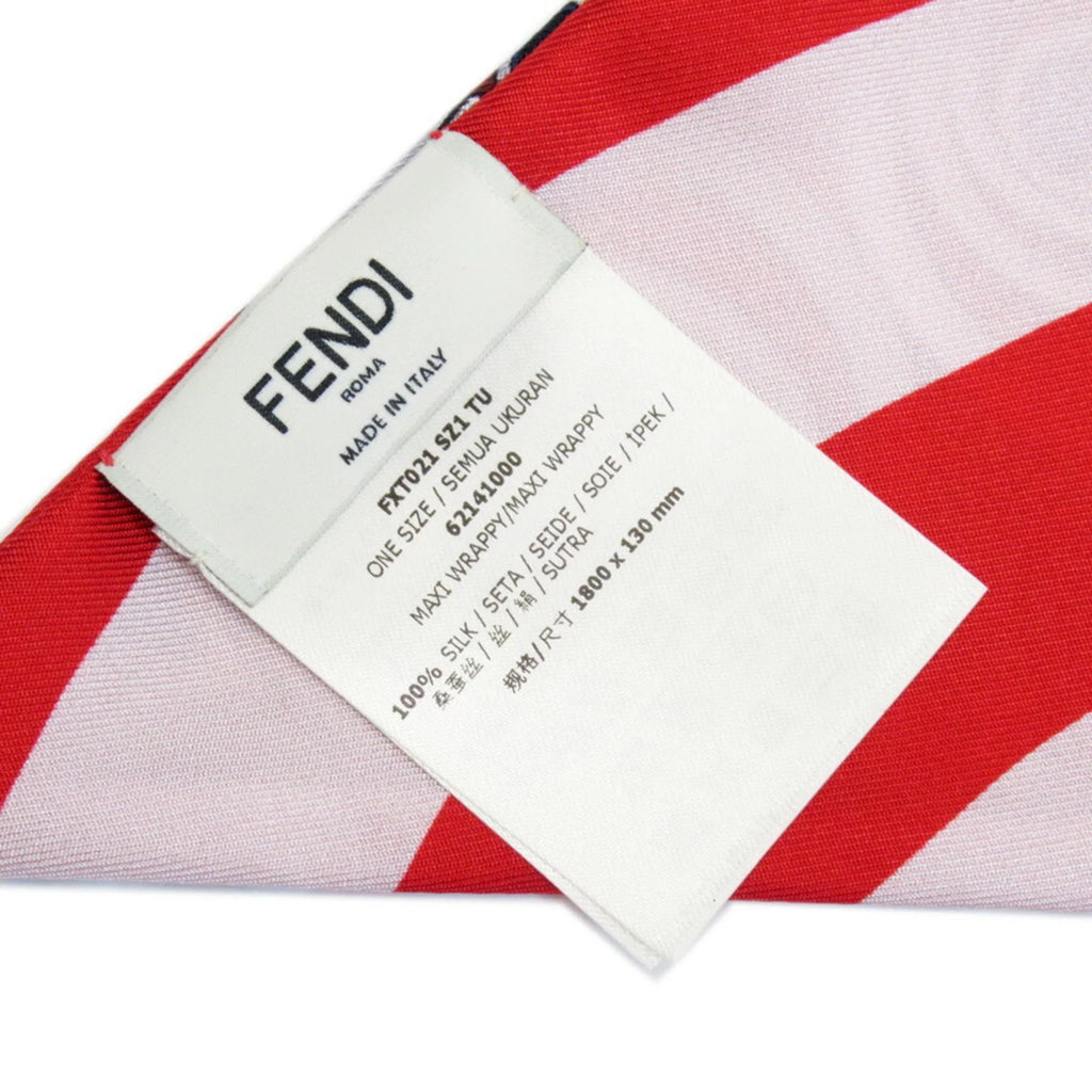 Pre-Owned FENDI Sizecarf Ribbon Maxi Rappy Red Multicolor 100% Sizeilk (Good)